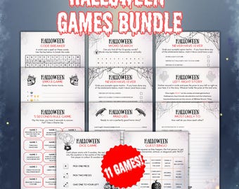 Paquete de juegos de Halloween, juegos para fiestas de Halloween, imprimibles de Halloween, noche de juegos en familia, actividades de Halloween, juego de formación de equipos de Halloween