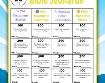 Jeopardy Bíblico, Juegos Bíblicos, Juego de Trivia Bíblica, Juegos Bíblicos para Niños, Juegos de Estudio Bíblico, Juegos Cristianos, Juego de Ministerio de Mujeres, Juego de Iglesia
