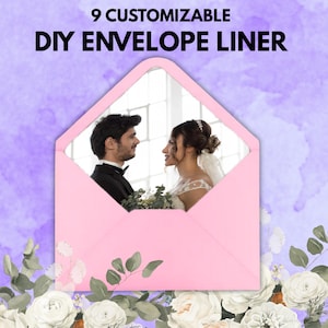 DIY Wedding Envelope Liners, Fully Customized Envelope Liner, Photo Envelope Liner,  Drag and Drop Envelope Liner Template, Euro Square Flap