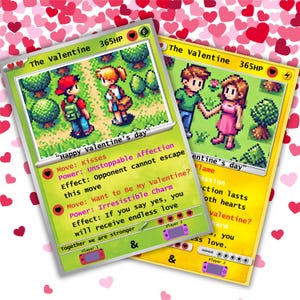 Pokémon Valentine’s Day Card, 6 Cards Pokemon Designs, Valentine’s Day Gift, Gifts for Couples, Valentine's Day Cards for Game Couples, Gift