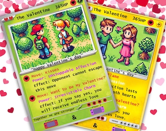 Tarjeta de San Valentín de Pokémon, 6 diseños de tarjetas de Pokémon, regalo de San Valentín, regalos para parejas, tarjetas de San Valentín para parejas de juegos, regalo
