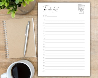 Lista de tareas minimalista imprimible: Planificador diario, lista de tareas (PDF)
