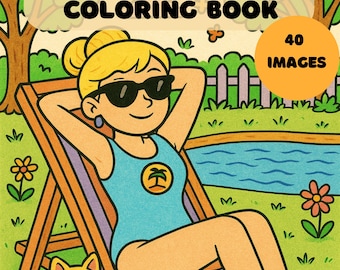 Libro para colorear de Coco Wyo, páginas para colorear de momentos de chicas (archivo PDF), 40 páginas imprimibles para niños y adultos, descarga digital, diseño atrevido y sencillo.