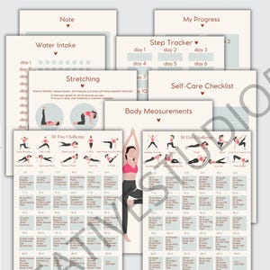 30 Day Full Body Workout Challenge, Fitness Planner Bundle, Home ...