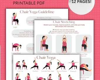 Chair Yoga Seniors, 30 Day Challenge, Chair Exercise, Chair Yoga Book, Chair Yoga Chart, Yoga Journal, Chair Workout Senior, Digital Workout