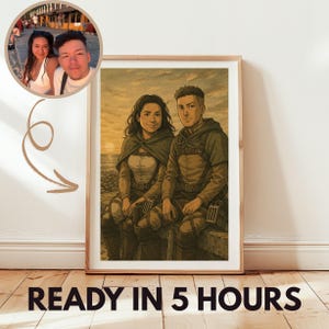 Titan Hunter Inspired Couple Portrait From Your Photo Personalized Romantic Survey Corps Style Anniversary Gift Anime Art Keepsake Prints