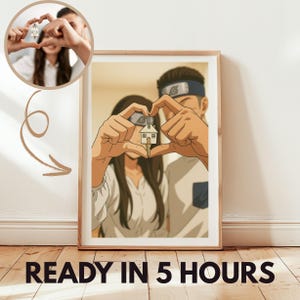 Custom Couple Japan Anime Portrait Personalized Digital Illustration From Picture Romantic Anniversary Wedding Gift Home Wall Decor Artwork