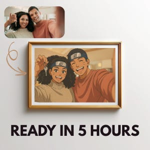 Personalized Ninja Anime Couple Portrait Custom Digital Illustration From A Photo Anniversary Wedding Gift For Anime Lovers Wall Decoration