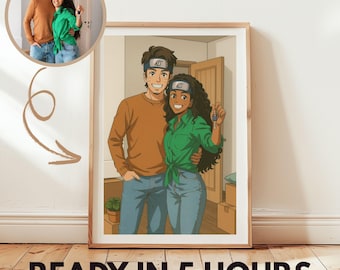 Custom Anime Portrait: Naruto Wedding Couple Illustration (Digital Download, 4K PNG File, 5-Hour Delivery)