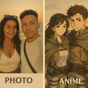 Titan Hunter Inspired Custom Anime Portrait From Your Photo Personalized Scout Regiment Style Drawing Retro Manga Gift Art Keepsake Decor
