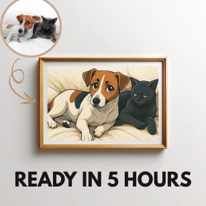 Animal Pet  Owner Anime Portrait | Cute Chibi Dog Cat Art From Photo | Otaku Pet Wall Decor Fun Dog Birthday Gift, Custom Digital Art anime