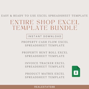 EXCEL TEMPLATE BUNDLE real estate investment airbnb rental property management realtor landlord tenant tracker property budget rent roll