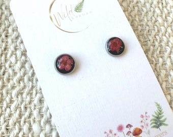 Dried Pressed Real Flower Silver Nature Lover's Stud Earring