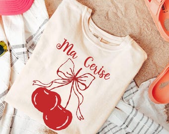 Maglietta Comfort Colors Cherry: Top vegano French Coquette Cottagecore