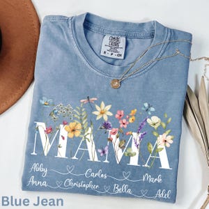 Personalized Floral Mama Shirt: Comfort Colors Grandkids Names Tee