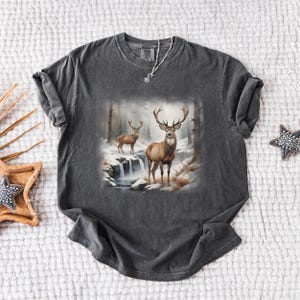 Comfort Colors® Retro Deer Wilderness Scene Sweatshirt - Nineties Vintage Buck And Doe Deer Outfit - Boho Unisex Crewneck Sweatshirt