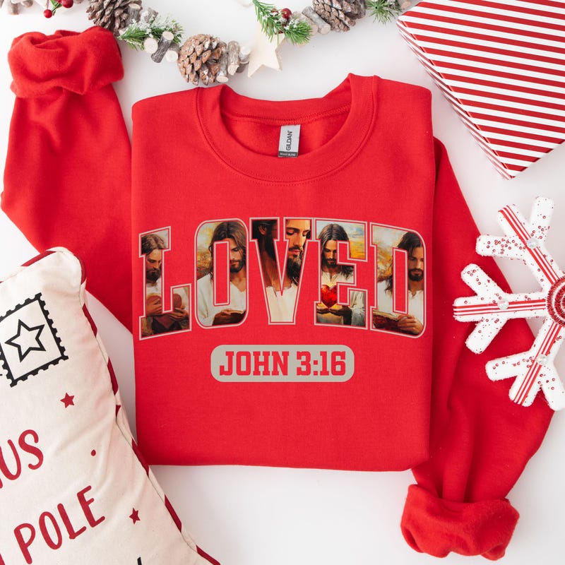 Christian Valentines Sweatshirt, Loved John 3:16 Shirt, Retro Valentine Shirt, Bible Verse Shirt, XOXO Shirt, Checkered Varsity Shirt