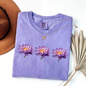 Comfort Colors® Waterlily Shirt, Wildflower Shirt, Floral Shirt Gift, Birth Month Flower, Gift For Sister, Summer Shirt, Lily Women Shirt