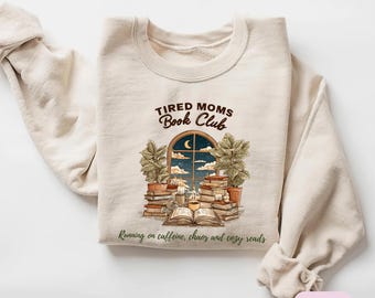 Tired Moms Book Club Graphic Tee, Funny Book Lover Shirt