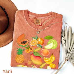 Comfort Colors®Tropical Fruits T Shirt Cute Fruit Shirt Cottagecore Lemon Citrus Strawberry Aesthetic Retro Summer Vibes Tshirt Gift for her