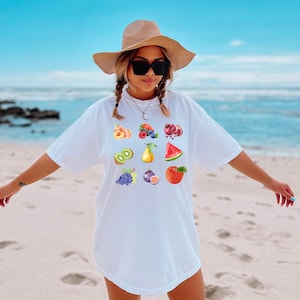 Comfort Colors® Tropical Fruit T-Shirt, Cute Fruity Shirt, Cottagecore Lemon Citrus Strawberry Aesthetic Retro Summer Vibe Tee, Gift For Her