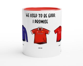 Manchester United Funny Mug | Football Kits Through The Ages
