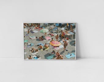 Positano Beach Umbrellas — Italy Travel Photography Digital Print, Coastal Wall Art, Mediterranean Summer Photo