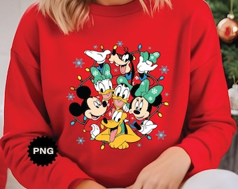 Mickey and Friends Christmas png, Family Xmas Png, Christmas family Trip, Very Merry Xmas Santa Mickey Mouse Png
