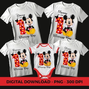 1st Birthday Mickey PNG, Birthday Family Shirts Mickey, Iron On Heat Transfer Mickey 1st, Mommy of the Birthday Boy Mickey mouse, 1st Mickey