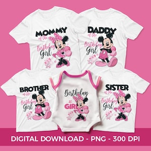 Birthday Girl Family SVG Bundle: Minnie Mouse PNG, Cricut Ready (Digital Download)