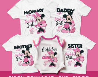 Birthday Girl Family png Bundle: Minnie Mouse PNG, Cricut Ready (Digital Download)