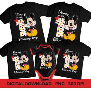 1st Birthday Mickey PNG, Birthday Family Shirts Mickey, Iron On Heat Transfer Mickey 1st, Mommy of the Birthday Boy Mickey mouse, 1st Mickey