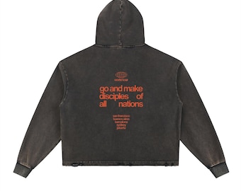 Vintage Washed Frayed-Hem Hoodie