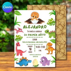 Dinosaurus uitnodiging, Dinosaurus Cumpleaños, Fiesta de Dinosaurio, Tarjeta de Dinosaurio, Plantilla Primer Cumpleaños de Dinosaurio