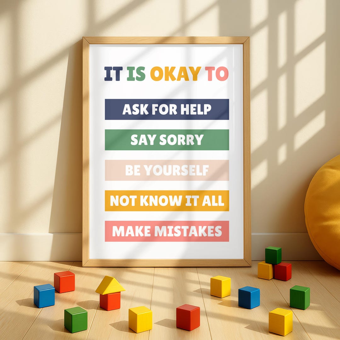 It is Okay to Printable Kids Wall Art, Teacher Classroom Sign, Positive ...