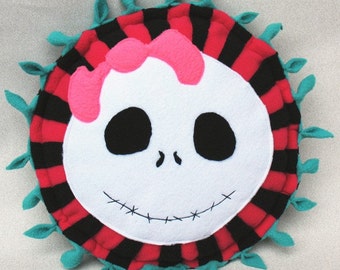 Cute Gothic Lolita Skelly Girl Polar Fleece Accent Pillow Horror