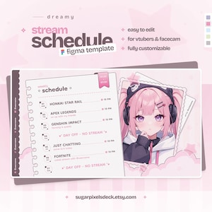 Pink Stream Schedule for Twitch Streamers and VTubers - Figma Template