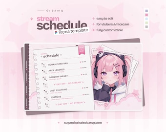 Pinker Streamplan für Twitch und VTubers - ein Figma Template
