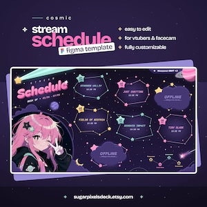 Färgglatt streamschema för Twitch-streamers och VTubers - Söt galaxstil - Figma-mall