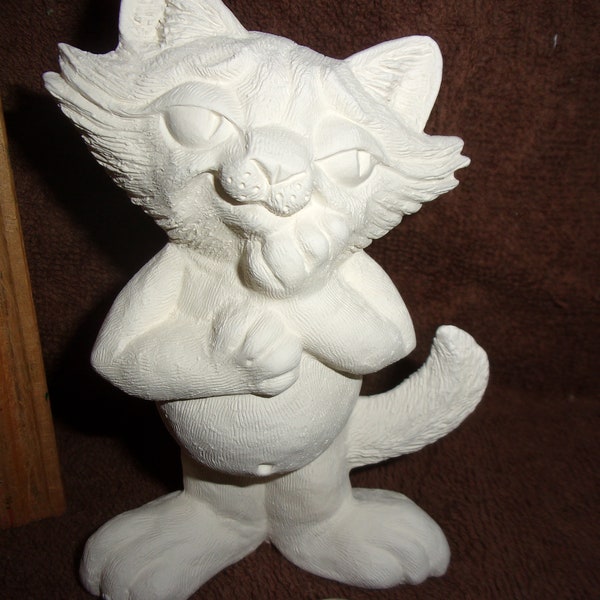 Cute Standing Cat in Ceramic Bisque ready to be Painted cats kitten.