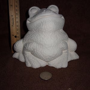 Cute Frog sitting in Ceramic Bisque ready to be painted Frogs Garden Toad Toads