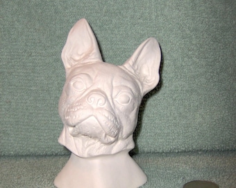 Boston Terrier Bust in Ceramic Bisque - Ready to Paint