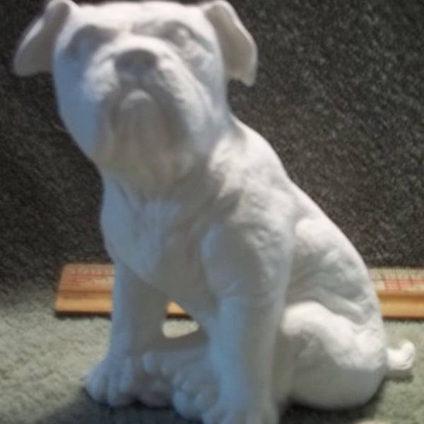 Sitting Bulldog Dog  in Ceramic Bisque Ready to Be Painted Bulldogs