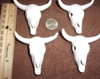 Four Extra Small Ceramic Cow Skulls made of Ceramic Bisque Ready to be painted Cow Skull