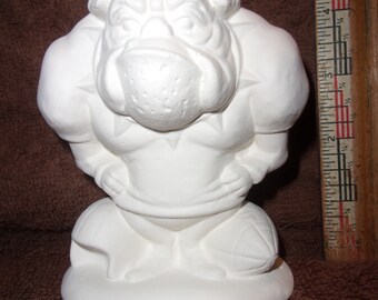 English Bulldog Football Player  in Ceramic Bisque - Ready to Paint Bull Dog Bulldogs Small size