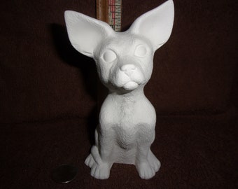 Chihuahua Dog Sitting  in Ceramic Bisque Ready to Be Painted Chihuahuas