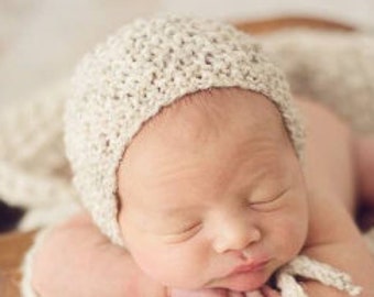Classic Newborn Bonnet Neutral Hand Knitted Baby Boy Shower Gift Going Home Infant Hat Knit Photography Cap Coming Girl Organic Outfit
