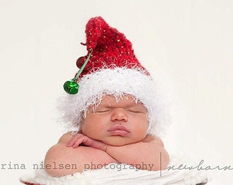 Santa Photo Prop Newborn Hat Christmas Baby Coming Home Outfit Gnome Cap Boy Elf Holiday Girl Going Home Beanie Infant Jingle Bells Ornament