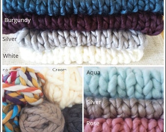 Mega Chunky Blanket Photography Bump Newborn Roving Layer READY Ship Baby Photo Super Knit Mat Basket Fill Stuffer Bowl Liner Bucket Filler