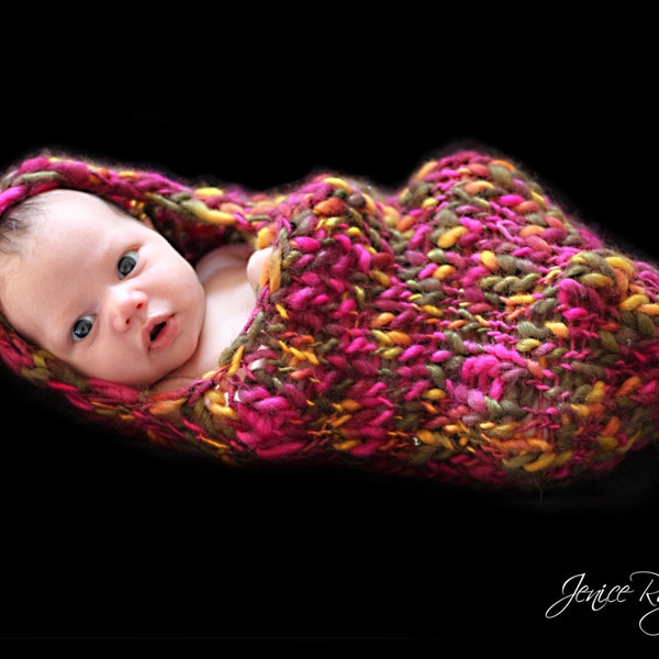 PAPOOSE Hooded Cocoon Pea Pod Newborn Photography Hand Knitted Swaddle Eskimo Sleep Sack Girl Cacoon Peanut Going Home Infant Boy Christmas